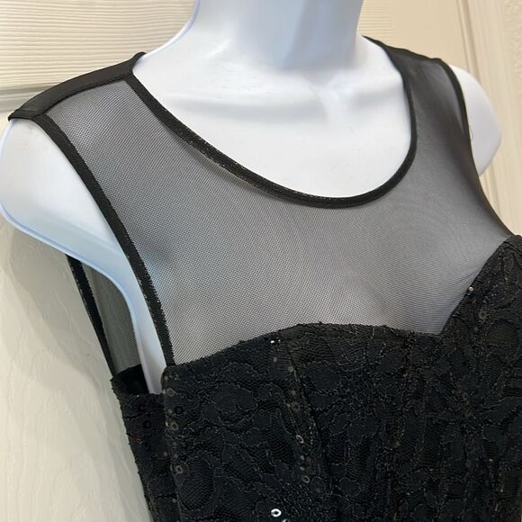 Alex B Nites Jumpsuit Romper Sz 4 Lace  Floral Sequins Sheer Scarf Legs Formal - Picture 4 of 12